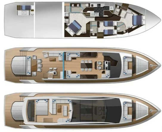 24米(80英尺)波兰卡帝尔(Galeon)820Skydeck豪华私人游艇布局图