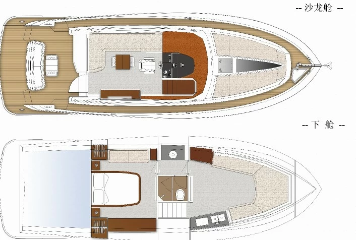 13米(45英尺)国产锦龙45Feet豪华游艇布局图