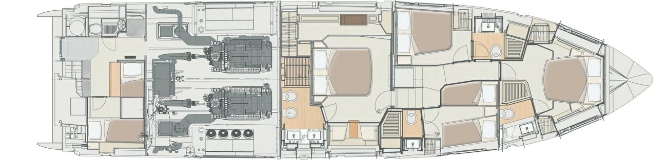 22米阿兹慕（Azimut）72飞桥游艇布局图2