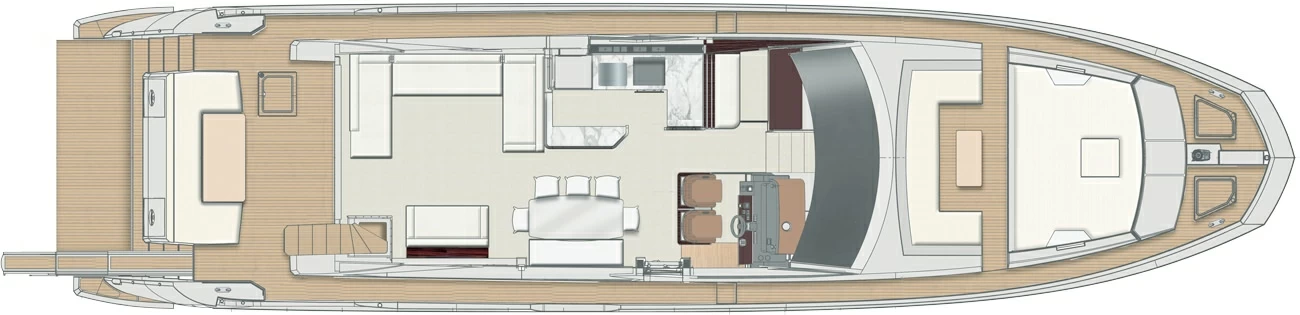 22米阿兹慕（Azimut）72飞桥游艇布局图1