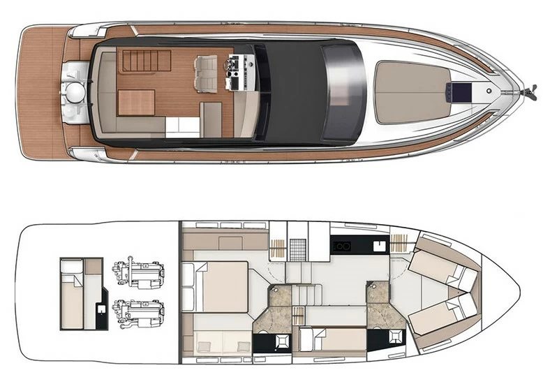 15米菲尔兰（Fairline）Squadron50飞桥游艇设计图
