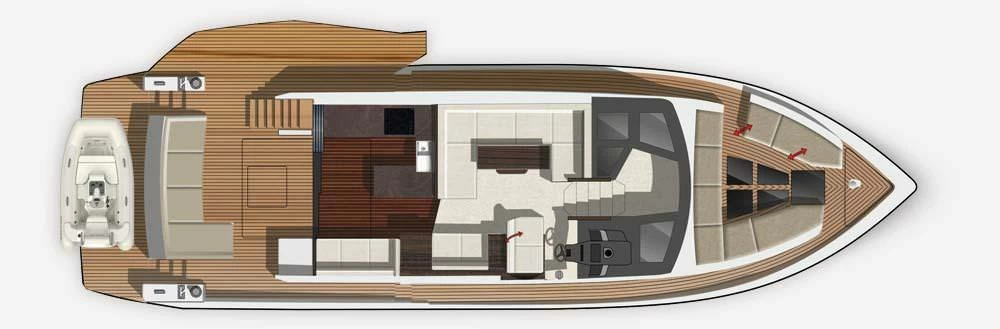 卡帝尔(Galeon)510Skydeck运动游艇布局图
