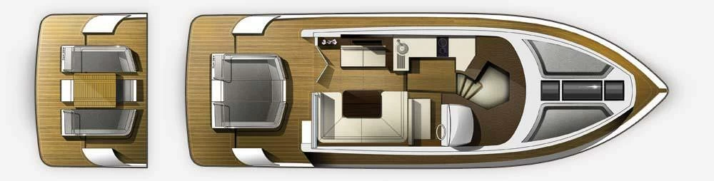 13米卡帝尔（Galeon）430Skydeck运动飞桥游艇布局图1
