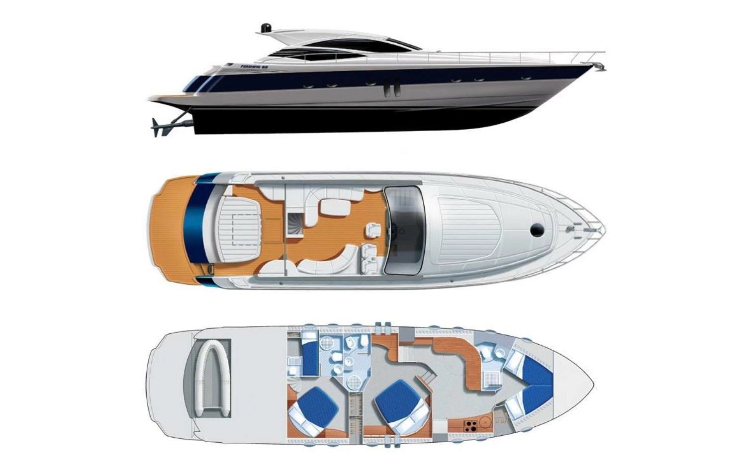 博星（Pershing）62豪华运动游艇布局图