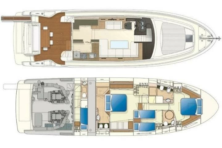 法拉帝（Ferretti）620飞桥游艇布局图