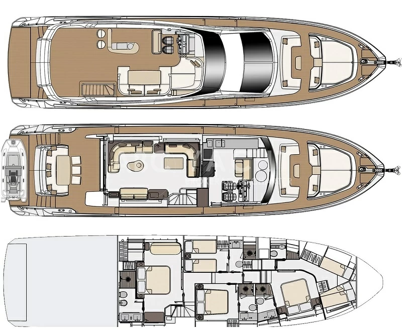 阿兹慕（Azimut）78豪华飞桥游艇布局图