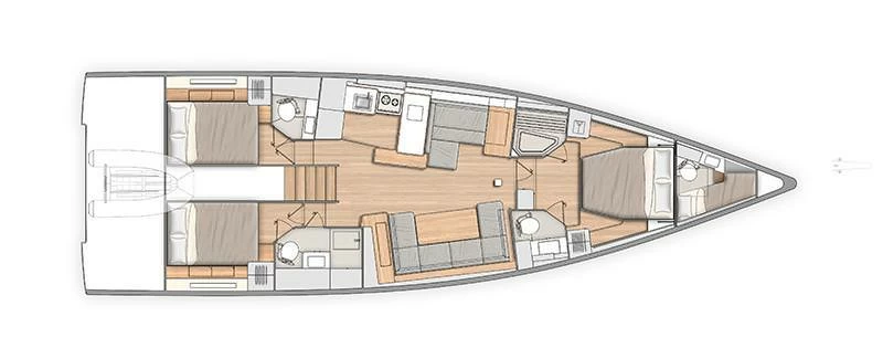 博纳多（Beneteau）遨享仕54帆船布局图2