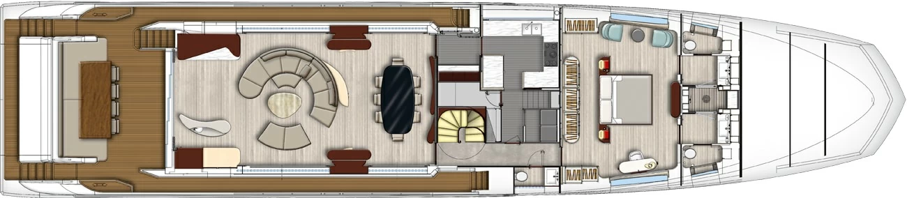 阿兹慕(Azimut)Grande 35M飞桥游艇布局图1