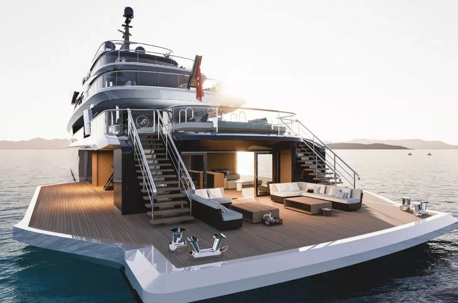 贝尼蒂(Benetti)B.Century 75M旗舰探险游艇船尾布局